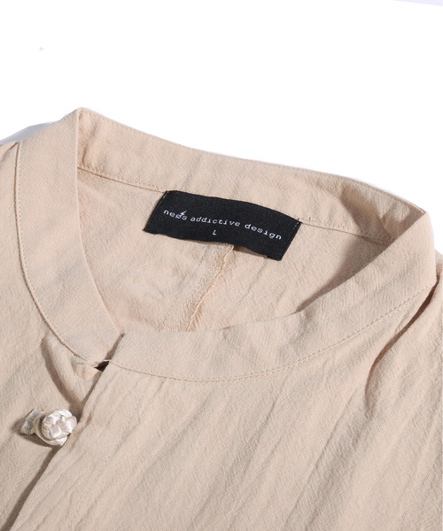 【セール】【neos -addictive design-】ビッグシルエット ノーカラー ドルマン ハーフスリーブ チャイナシャツ（シャツ/ブラウス）｜neos（ネオス）