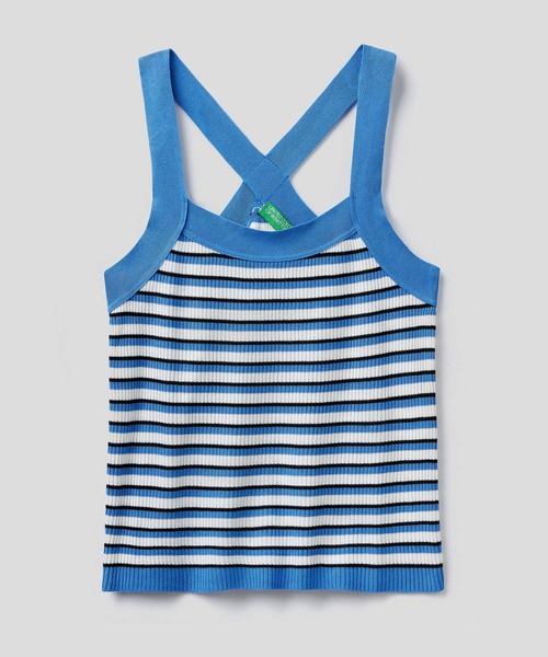 BENETTON (UNITED COLORS OF BENETTON)（ベネトンユナイテッドカラーズオブベネトン）の「バッククロスタンクトップ（タンクトップ・レディース・ホワイト×ブルー/ホワイト系その他/オレンジ・SMALL/MEDIUM/LARGE/X-SMALL）」の9枚目の写真