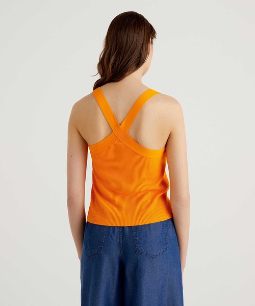 BENETTON (UNITED COLORS OF BENETTON)（ベネトンユナイテッドカラーズオブベネトン）の「バッククロスタンクトップ（タンクトップ・レディース・ホワイト×ブルー/ホワイト系その他/オレンジ・SMALL/MEDIUM/LARGE/X-SMALL）」の15枚目の写真