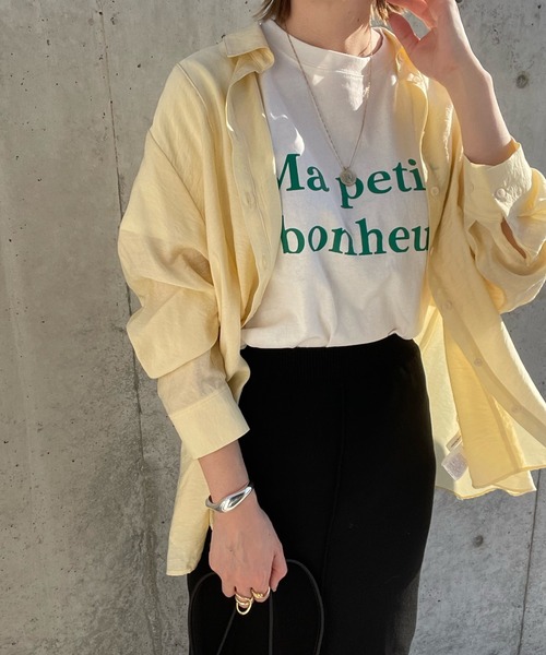 y/m by misato(イムバイミサト)の「Ma petite bonheur Tシャツ(Tシャツ/カットソー・レディース・ブラック/オフホワイト・FREE)」の12枚目の写真