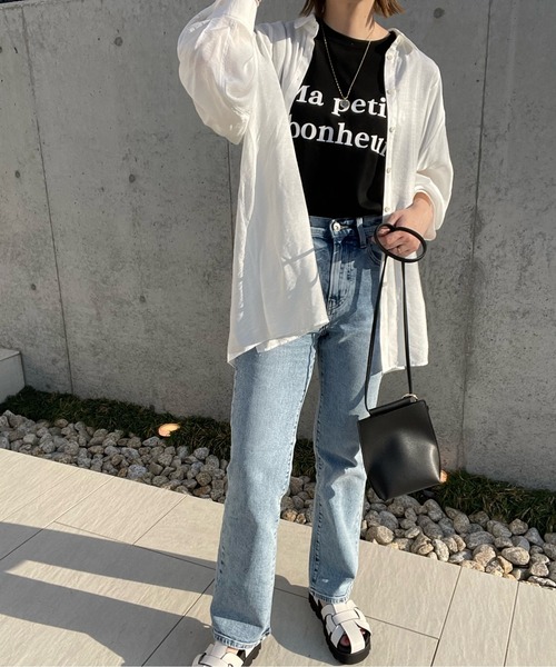 y/m by misato(イムバイミサト)の「Ma petite bonheur Tシャツ(Tシャツ/カットソー・レディース・ブラック/オフホワイト・FREE)」の10枚目の写真