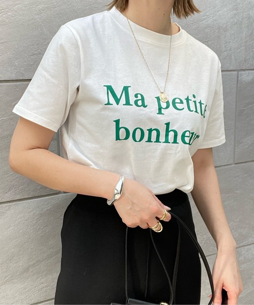 y/m by misato(イムバイミサト)の「Ma petite bonheur Tシャツ(Tシャツ/カットソー・レディース・ブラック/オフホワイト・FREE)」の15枚目の写真