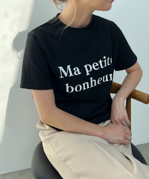 y/m by misato(イムバイミサト)の「Ma petite bonheur Tシャツ(Tシャツ/カットソー・レディース・ブラック/オフホワイト・FREE)」の16枚目の写真