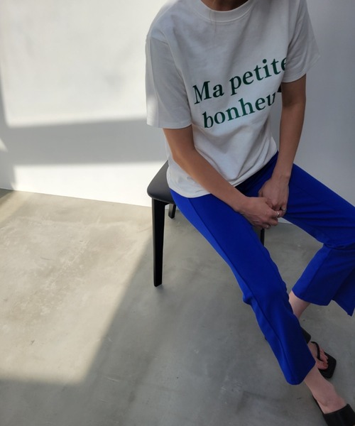 y/m by misato(イムバイミサト)の「Ma petite bonheur Tシャツ(Tシャツ/カットソー・レディース・ブラック/オフホワイト・FREE)」の14枚目の写真