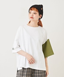 CUBE SUGAR（キューブシュガー）の「WEB限定カットソー配色6分袖ワイドTシャツ（Tシャツ/カットソー）」