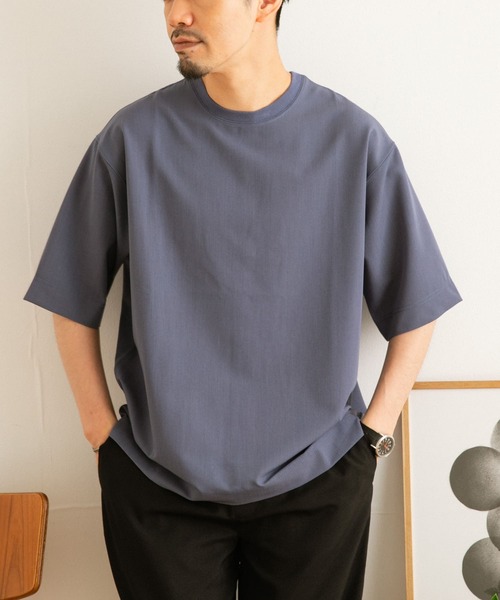 ITEMS URBANRESEARCH(アイテムズ アーバンリサーチ)の「TRストレッチ 半袖Tシャツ(Tシャツ/カットソー・メンズ・ベージュ/ブルー/グレー/ブラック/パープル/グリーン・MEDIUM/LARGE)」の1枚目の写真