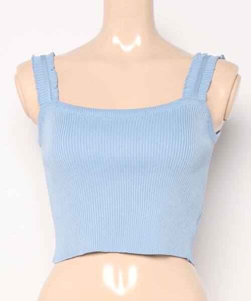 ibeul_(イベール)の「ワイドフリルストラップ ニットキャミソール(キャミソール・レディース・ホワイト/ブラック/ベージュ/ブルー・FREE)」の4枚目の写真