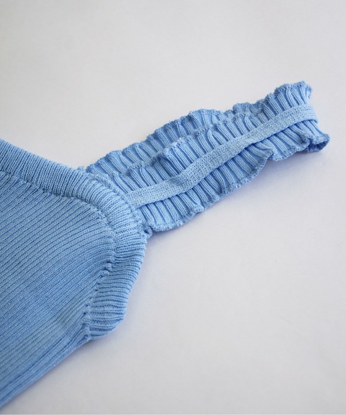 ibeul_(イベール)の「ワイドフリルストラップ ニットキャミソール(キャミソール・レディース・ホワイト/ブラック/ベージュ/ブルー・FREE)」の11枚目の写真