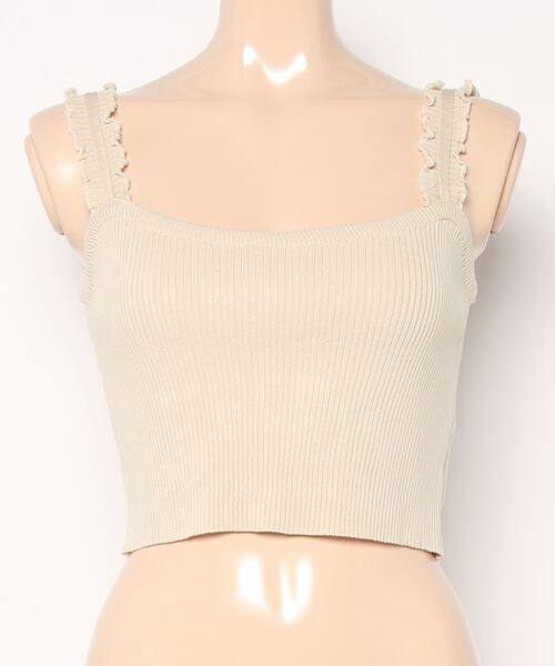ibeul_(イベール)の「ワイドフリルストラップ ニットキャミソール(キャミソール・レディース・ホワイト/ブラック/ベージュ/ブルー・FREE)」の8枚目の写真