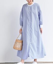 rps | バンドカラーストライプクレリックシャツワンピース(シャツワンピース)