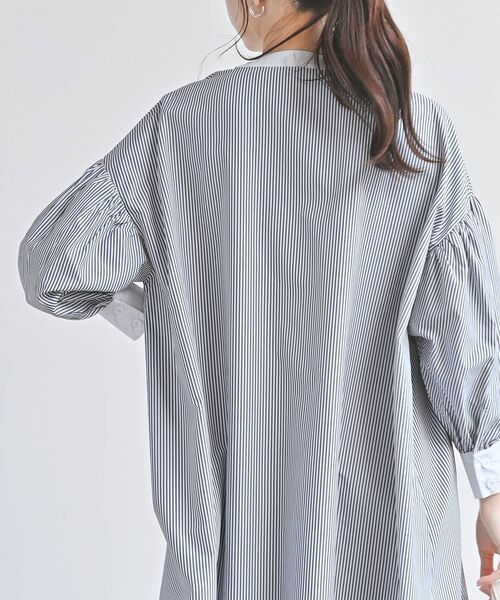 rps（アールピーエス）の「バンドカラーストライプクレリックシャツワンピース（シャツワンピース・レディース・ブラック/ブルー/グリーン・フリー）」の10枚目の写真