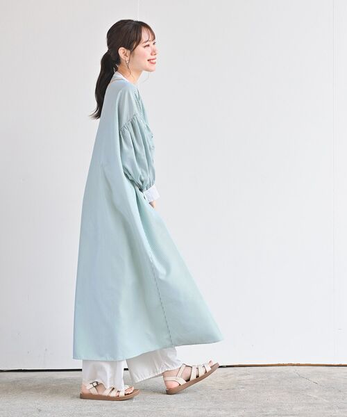 rps（アールピーエス）の「バンドカラーストライプクレリックシャツワンピース（シャツワンピース・レディース・ブラック/ブルー/グリーン・フリー）」の12枚目の写真