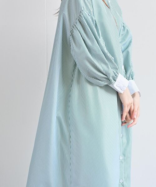 rps（アールピーエス）の「バンドカラーストライプクレリックシャツワンピース（シャツワンピース・レディース・ブラック/ブルー/グリーン・フリー）」の19枚目の写真