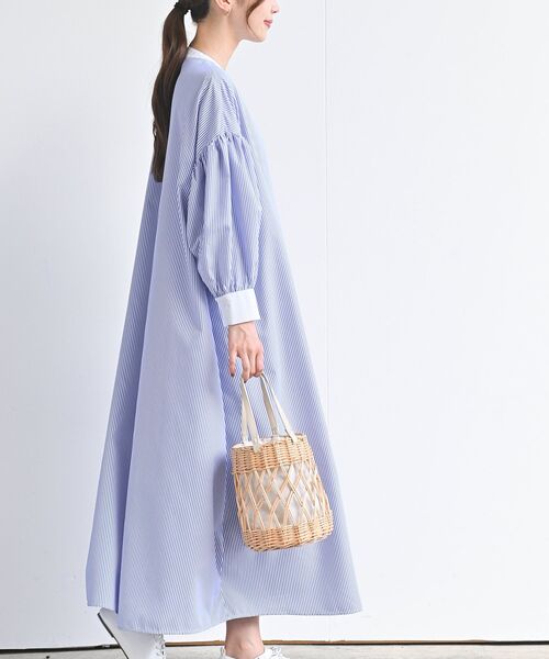 rps（アールピーエス）の「バンドカラーストライプクレリックシャツワンピース（シャツワンピース・レディース・ブラック/ブルー/グリーン・フリー）」の21枚目の写真