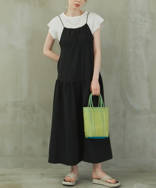 hinari（ヒナリ）の「ポコポコティアードキャミワンピース（ワンピース