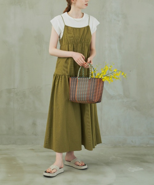 hinari（ヒナリ）の「ポコポコティアードキャミワンピース（ワンピース・レディース・ブラック/ホワイト/グリーン・SMALL/MEDIUM）」の14枚目の写真