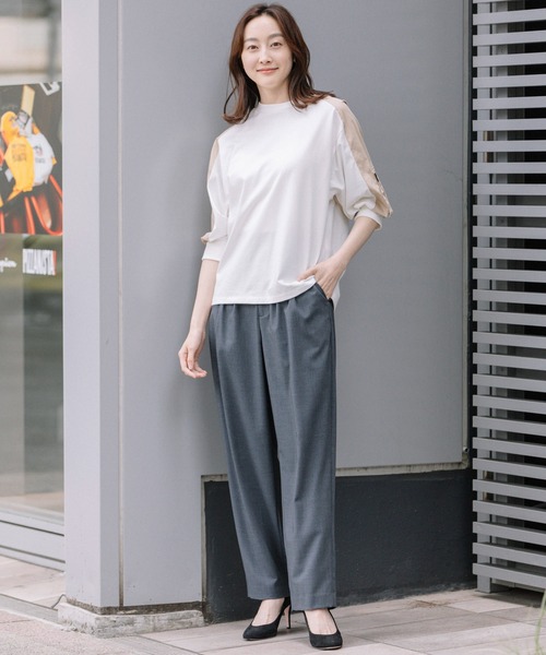 Munich(ミューニック)の「ストレッチTRトロピカルワイドカーブパンツ(スラックス・レディース・チャコールグレー/ブラック/カーキ・S/M/XS)」の14枚目の写真