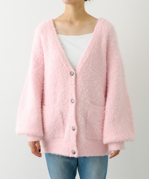 CIAOPANIC TYPY（チャオパニックティピー）の「□コンチョボタンメランジニットシャギーカーディガン（カーディガン/ボレロ・レディース・ベージュ/パープル/ピンク/ブルー/グリーン・ONE SIZE）」の15枚目の写真