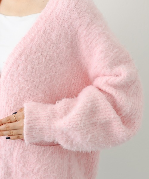 CIAOPANIC TYPY（チャオパニックティピー）の「□コンチョボタンメランジニットシャギーカーディガン（カーディガン/ボレロ・レディース・ベージュ/パープル/ピンク/ブルー/グリーン・ONE SIZE）」の8枚目の写真