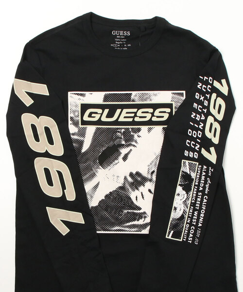 Guess（ゲス）の「Lion Logo L/S Tee（Tシャツ/カットソー・メンズ・ホワイト/ブラック・SMALL/LARGE/X-LARGE/MEDIUM）」の8枚目の写真