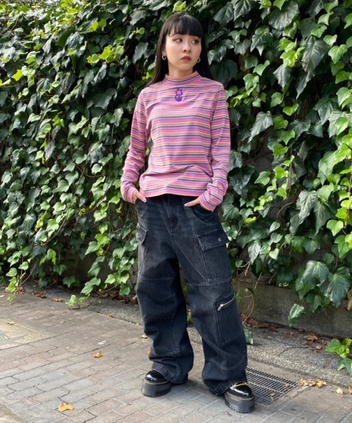 Candy Stripper（キャンディストリッパー）の「BAD FLOWER MULTI BORDER トップス（その他トップス・レディース・ブラック/ピンク・2）」の11枚目の写真