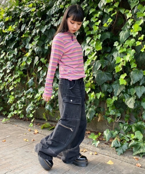 Candy Stripper（キャンディストリッパー）の「BAD FLOWER MULTI BORDER トップス（その他トップス・レディース・ブラック/ピンク・2）」の9枚目の写真