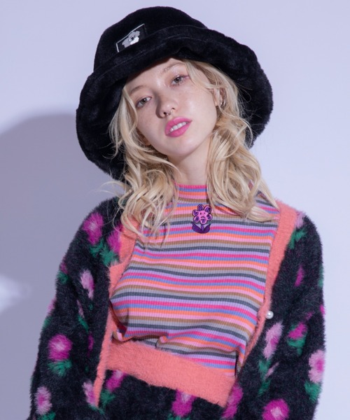 Candy Stripper（キャンディストリッパー）の「BAD FLOWER MULTI BORDER トップス（その他トップス・レディース・ブラック/ピンク・2）」の3枚目の写真