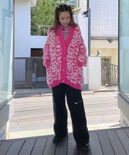 Candy Stripper（キャンディストリッパー）の「BAD FLOWER MULTI BORDER トップス（その他トップス・レディース・ブラック/ピンク・2）」の7枚目の写真