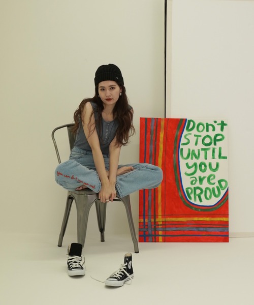 TINA:JOJUN(ティーナジョジュン)の「ヘンリーネック ボーダータンクトップ TINA:JOJUN(タンクトップ・レディース・サーモンピンク/ブルーグレー/グリーン・M)」の2枚目の写真