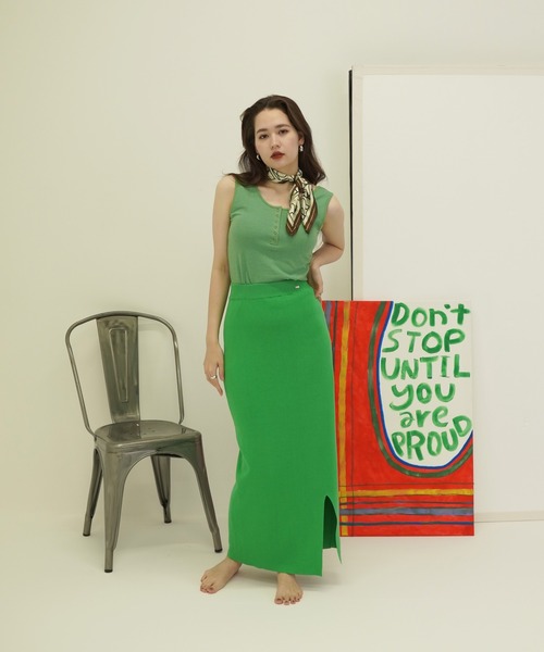 TINA:JOJUN(ティーナジョジュン)の「ヘンリーネック ボーダータンクトップ TINA:JOJUN(タンクトップ・レディース・サーモンピンク/ブルーグレー/グリーン・M)」の10枚目の写真