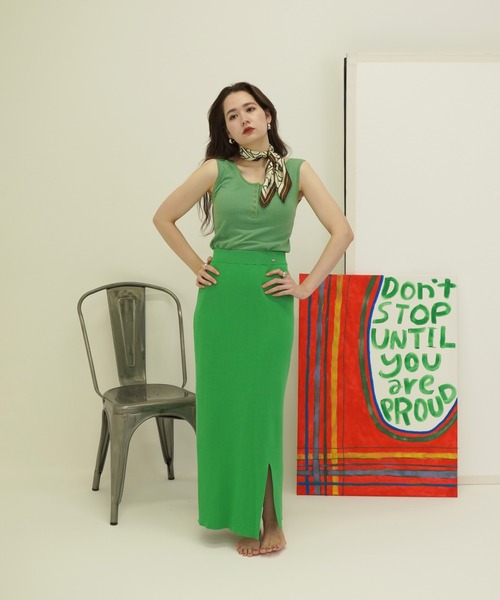 TINA:JOJUN(ティーナジョジュン)の「ヘンリーネック ボーダータンクトップ TINA:JOJUN(タンクトップ・レディース・サーモンピンク/ブルーグレー/グリーン・M)」の18枚目の写真