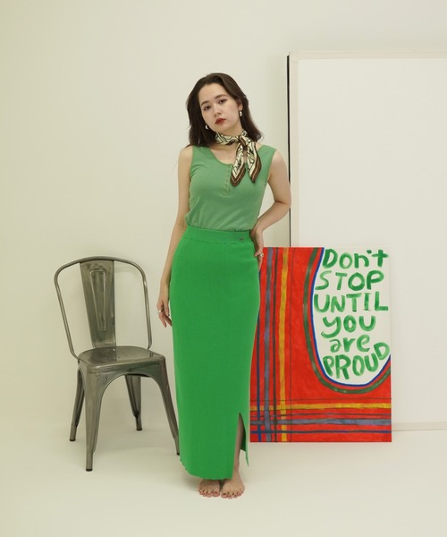 TINA:JOJUN(ティーナジョジュン)の「ヘンリーネック ボーダータンクトップ TINA:JOJUN(タンクトップ・レディース・サーモンピンク/ブルーグレー/グリーン・M)」の13枚目の写真