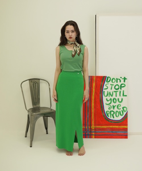 TINA:JOJUN(ティーナジョジュン)の「ヘンリーネック ボーダータンクトップ TINA:JOJUN(タンクトップ・レディース・サーモンピンク/ブルーグレー/グリーン・M)」の14枚目の写真