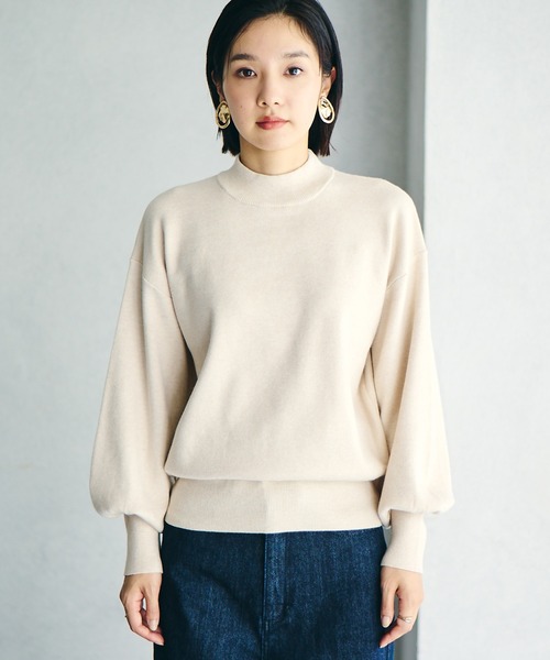 VIS（ビス）の「【吸湿発熱・エコベロ】バックパール釦ハイネックニット【sustainable】（ニット/セーター・レディース・ブラック/キナリ/ブルー/ピンク/グリーン系その他/グレー・FREE）」の19枚目の写真