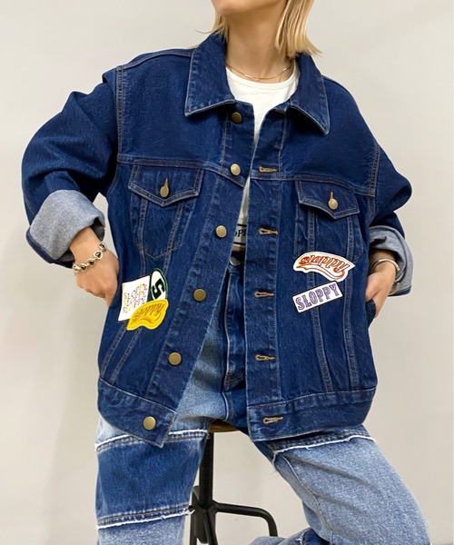 WHO'S WHO gallery（フーズフーギャラリー）の「【SLOPPY/スロッピー】ワッペンGジャン（デニムジャケット・レディース・ブラック/ネイビー/ブルー・FREE）」の6枚目の写真