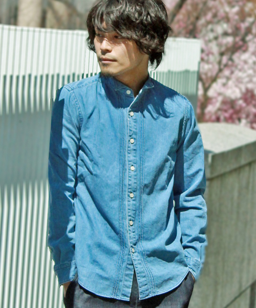 ivory court(アイボリーコート)の「◆7OZデニム ウィングカラーシャツ(シャツ/ブラウス・メンズ・ネイビー/サックスブルー・38/36/40)」の2枚目の写真