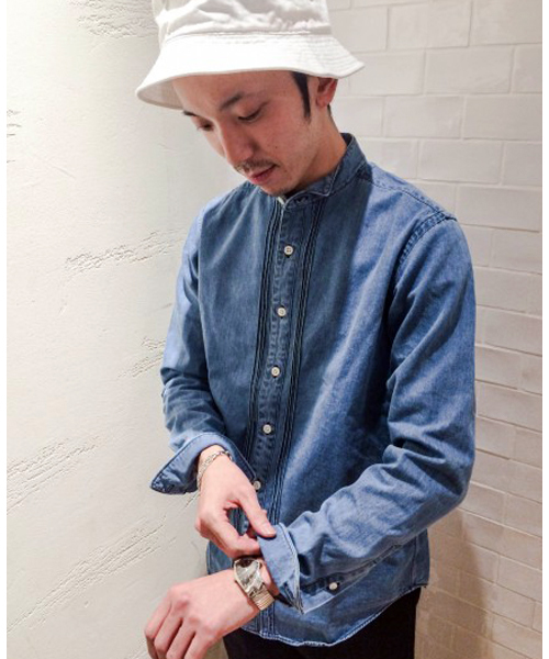 ivory court(アイボリーコート)の「◆7OZデニム ウィングカラーシャツ(シャツ/ブラウス・メンズ・ネイビー/サックスブルー・38/36/40)」の12枚目の写真
