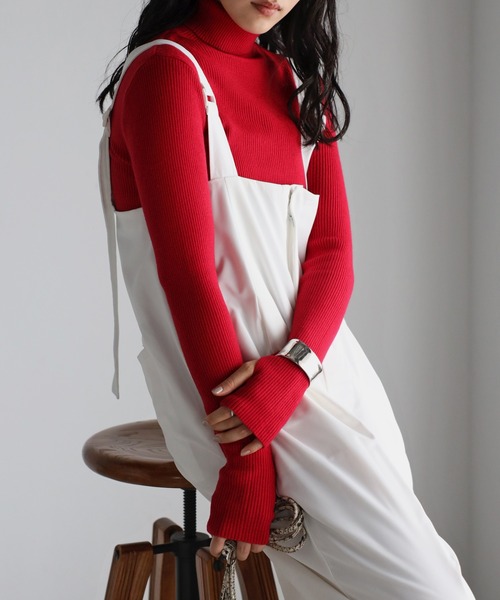 r.（アールドット）の「リブニット フィンガーホール タートル PO（ニット/セーター・レディース・ブラック/ピンク/オレンジ/ブルー/グリーン/モカ/キナリ/グレー/レッド・FREE）」の8枚目の写真