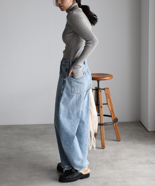 r.（アールドット）の「リブニット フィンガーホール タートル PO（ニット/セーター・レディース・ブラック/ピンク/オレンジ/ブルー/グリーン/モカ/キナリ/グレー/レッド・FREE）」の14枚目の写真