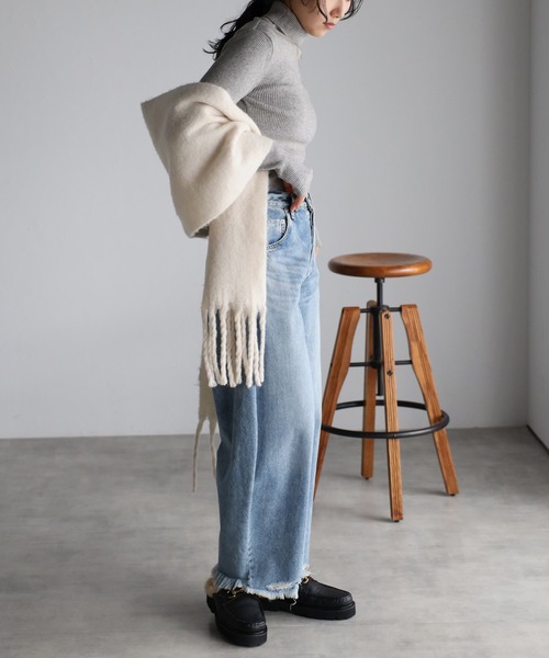 r.（アールドット）の「リブニット フィンガーホール タートル PO（ニット/セーター・レディース・ブラック/ピンク/オレンジ/ブルー/グリーン/モカ/キナリ/グレー/レッド・FREE）」の10枚目の写真