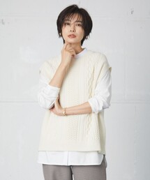 【洗える】アラン ニットベスト