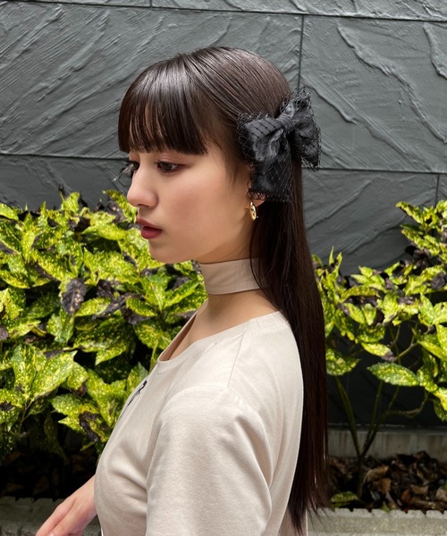 Romansual（ロマンシュアル）の「Romansual/ベールリボンクリップセット（バレッタ/ヘアクリップ・レディース・ピンク/ブラック・FREE）」の2枚目の写真