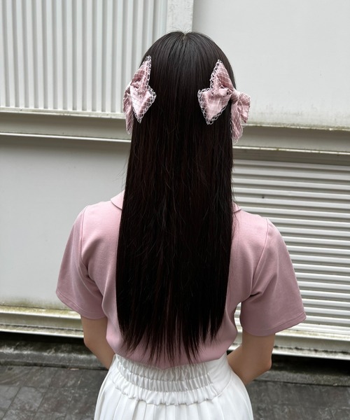 Romansual（ロマンシュアル）の「Romansual/ベールリボンクリップセット（バレッタ/ヘアクリップ・レディース・ピンク/ブラック・FREE）」の8枚目の写真