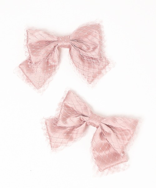 Romansual（ロマンシュアル）の「Romansual/ベールリボンクリップセット（バレッタ/ヘアクリップ・レディース・ピンク/ブラック・FREE）」の3枚目の写真