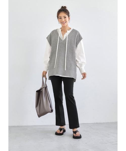 STYLE DELI（スタイルデリ）の「【Made in JAPAN】ストレッチセミフレアパンツ（その他パンツ・レディース・ブラック/キャメル・SMALL/MEDIUM）」の9枚目の写真