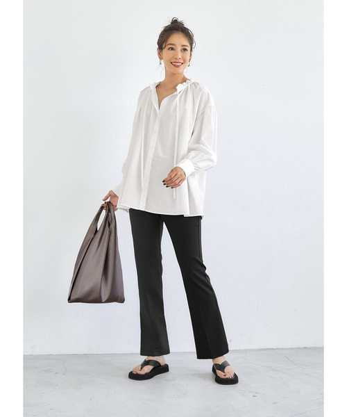 STYLE DELI（スタイルデリ）の「【Made in JAPAN】ストレッチセミフレアパンツ（その他パンツ・レディース・ブラック/キャメル・SMALL/MEDIUM）」の12枚目の写真