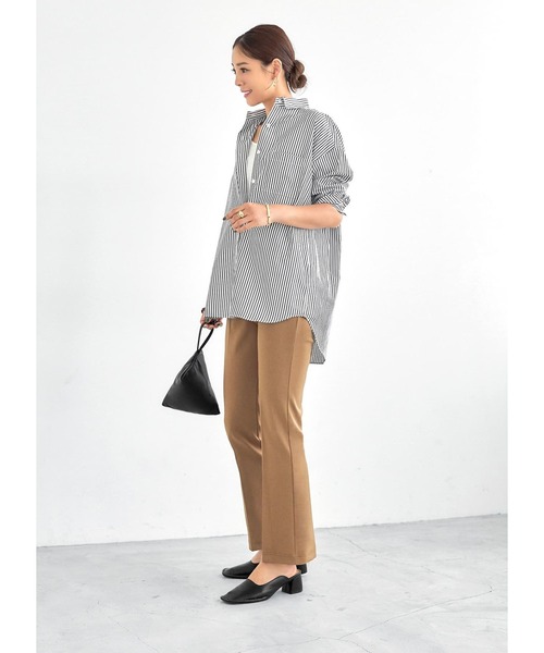 STYLE DELI（スタイルデリ）の「【Made in JAPAN】ストレッチセミフレアパンツ（その他パンツ・レディース・ブラック/キャメル・SMALL/MEDIUM）」の5枚目の写真