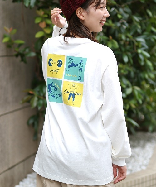 チチカカ(チチカカ)の「【ユニセックス】イラストルチャプリントロングTシャツ(Tシャツ/カットソー・メンズ・ホワイト/ブラック・LARGE/MEDIUM)」の2枚目の写真