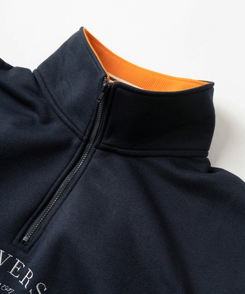 CONVERSE（コンバース）の「【CONVERSE/コンバース】ブランドアーチロゴプリント＆ワンポイント刺繍 リブライン ハーフジップ ジャージスウェット/トラックジャケット/ビッグシルエット/裏起毛（ジャージ・レディース・ホワイト/チャコールグレー/アッシュグレー/ブラック/ネイビー/グリーン/ホワイト系その他/グレー系その他/グリーン系その他/ダークブルー/ダークグレー/ダークネイビー/ライトグレー/ヘザーグレー/スミクロ・M/L/XL）」の20枚目の写真