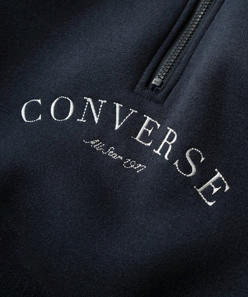 CONVERSE（コンバース）の「【CONVERSE/コンバース】ブランドアーチロゴプリント＆ワンポイント刺繍 リブライン ハーフジップ ジャージスウェット/トラックジャケット/ビッグシルエット/裏起毛（ジャージ・レディース・ホワイト/チャコールグレー/アッシュグレー/ブラック/ネイビー/グリーン/ホワイト系その他/グレー系その他/グリーン系その他/ダークブルー/ダークグレー/ダークネイビー/ライトグレー/ヘザーグレー/スミクロ・M/L/XL）」の21枚目の写真